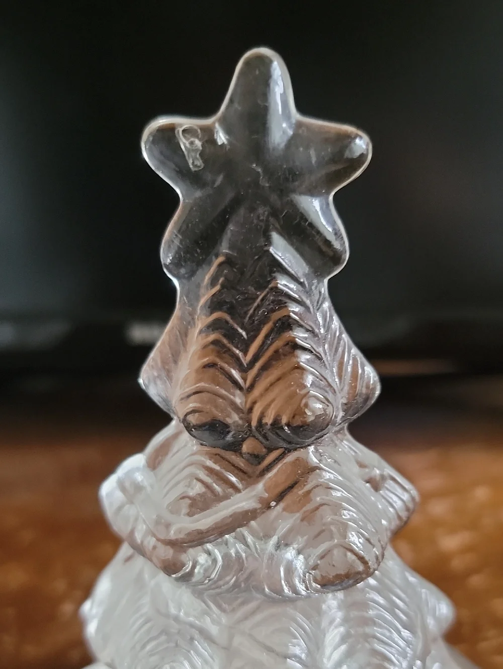 Clear Glass Christmas Tree Figurine - Tea Light Holder - Picture 3 of 11
